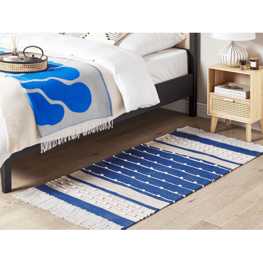 Tapete KONDHALI Azul 80 x 150 cm Algodão
