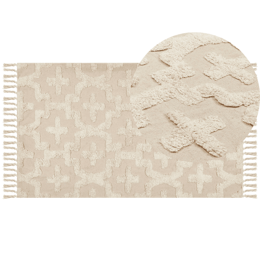 Tapete ITANAGAR Creme 80 x 150 cm Algodão Tapete ITANAGAR Creme 80 x 150 cm Algodão