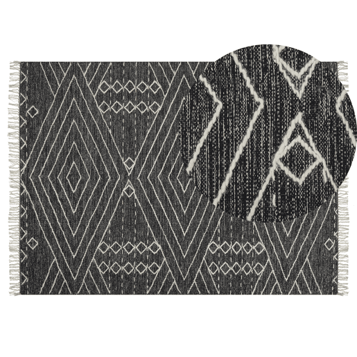 Tapete KHENIFRA Preto 140 x 200 cm Algodão