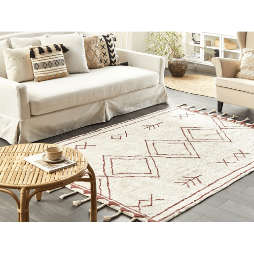Tapete KENITRA Branco creme 160 x 230 cm Algodão