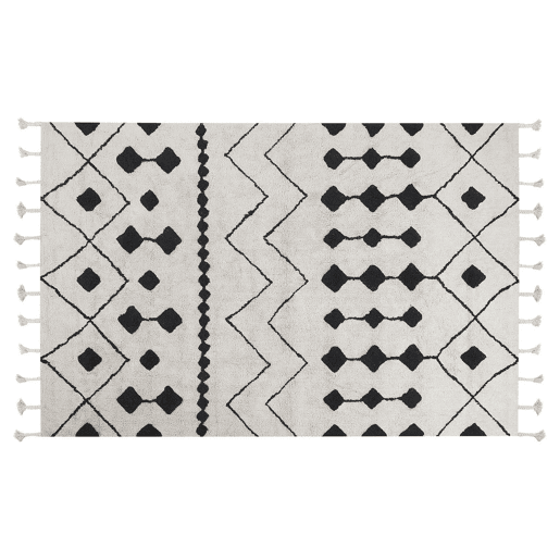 Tapete KHEMISSET Branco creme 140 x 200 cm Algodão