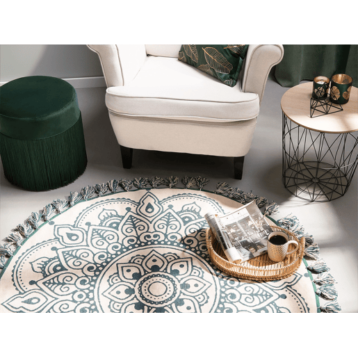Tapete IRICE Verde ø 120 cm Algodão Tapete IRICE Verde ø 120 cm Algodão