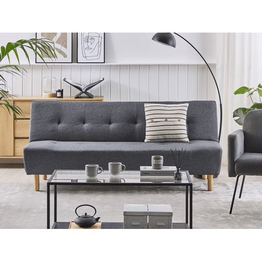 Sofá-cama ALSTEN Tecido Cinzento escuro 3 lugares