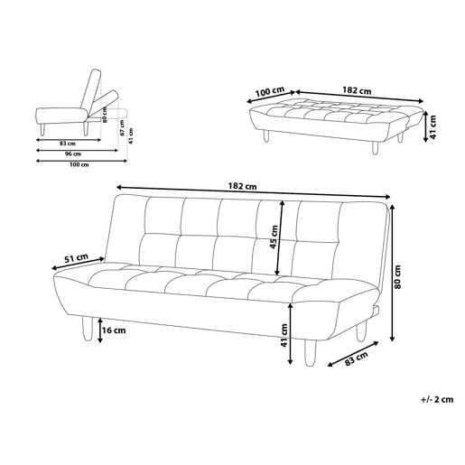 Sofá-cama ALSTEN Tecido Cinzento escuro 3 lugares