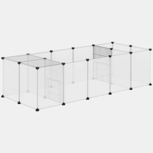 Pawhut Cercado Modular para Animais DIY com 20 Painéis de Resina Jaula para Cobaias e Ouriços 175x70x45 cm Branco