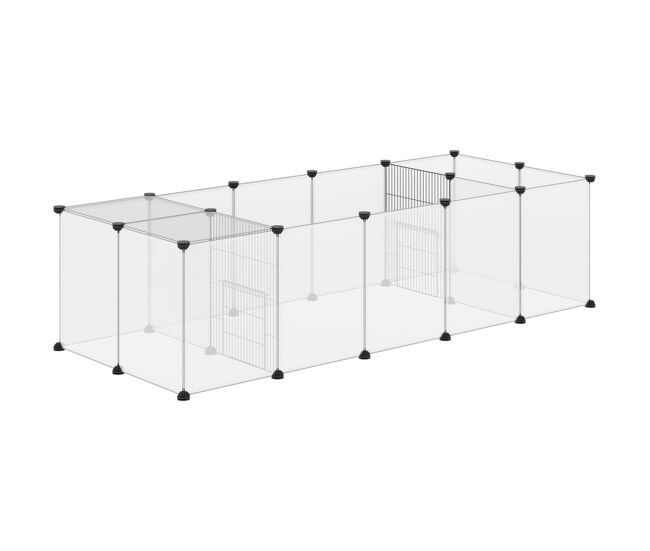Pawhut valla para mascotas diy con 20 paneles de resina parque para animales pequeños jaula modular para cobayas y erizos 175x70x45 cm blanco