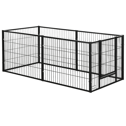 PawHut Parque para Cães de 6 Painéis Gaiola de Metal para Animais de Estimação com Largura Ajustável e Estrutura de Aço 82,5-150x79x61 cm Preto PawHut Parque para Cães de 6 Painéis Gaiola de Metal para Animais de Estimação com Largura Ajustável e Estrutura de Aço 82,5-150x79x61 cm Preto