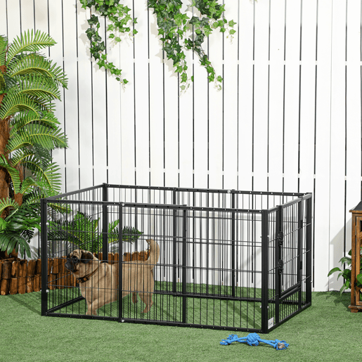 PawHut Parque para Cães de 6 Painéis Gaiola de Metal para Animais de Estimação com Largura Ajustável e Estrutura de Aço 82,5-150x79x61 cm Preto PawHut Parque para Cães de 6 Painéis Gaiola de Metal para Animais de Estimação com Largura Ajustável e Estrutura de Aço 82,5-150x79x61 cm Preto