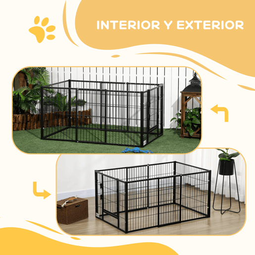 PawHut Parque para Cães de 6 Painéis Gaiola de Metal para Animais de Estimação com Largura Ajustável e Estrutura de Aço 82,5-150x79x61 cm Preto PawHut Parque para Cães de 6 Painéis Gaiola de Metal para Animais de Estimação com Largura Ajustável e Estrutura de Aço 82,5-150x79x61 cm Preto