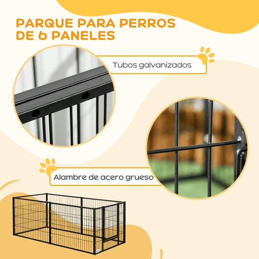 PawHut Parque para Cães de 6 Painéis Gaiola de Metal para Animais de Estimação com Largura Ajustável e Estrutura de Aço 82,5-150x79x61 cm Preto PawHut Parque para Cães de 6 Painéis Gaiola de Metal para Animais de Estimação com Largura Ajustável e Estrutura de Aço 82,5-150x79x61 cm Preto