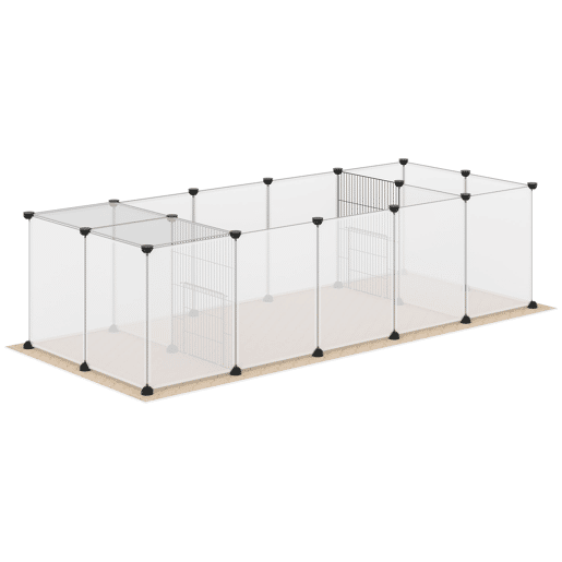 PawHut Cerca para Animais DIY com Esteira Parque para Pequenos Animais com 20 Painéis de Resina Gaiola Modular para Porquinhos-da-Índia e Ouriços 175x70x45 cm Branco PawHut Cerca para Animais DIY com Esteira Parque para Pequenos Animais com 20 Painéis de Resina Gaiola Modular para Porquinhos-da-Índia e Ouriços 175x70x45 cm Branco