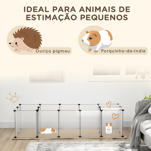 PawHut Cerca para Animais DIY com Esteira Parque para Pequenos Animais com 20 Painéis de Resina Gaiola Modular para Porquinhos-da-Índia e Ouriços 175x70x45 cm Branco PawHut Cerca para Animais DIY com Esteira Parque para Pequenos Animais com 20 Painéis de Resina Gaiola Modular para Porquinhos-da-Índia e Ouriços 175x70x45 cm Branco