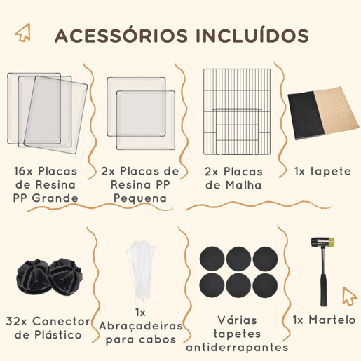 PawHut Cerca para Animais DIY com Esteira Parque para Pequenos Animais com 20 Painéis de Resina Gaiola Modular para Porquinhos-da-Índia e Ouriços 175x70x45 cm Branco PawHut Cerca para Animais DIY com Esteira Parque para Pequenos Animais com 20 Painéis de Resina Gaiola Modular para Porquinhos-da-Índia e Ouriços 175x70x45 cm Branco