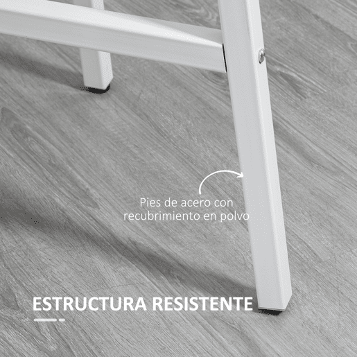 HOMCOM Mesa de Sala de Jantar Redonda para 4 Pessoas Mesa de Cozinha Moderna com Pés de Aço Ø80x76 cm Madeira e Branco