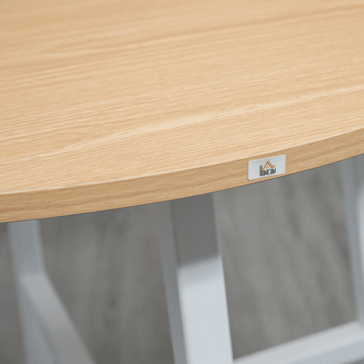 HOMCOM Mesa de Sala de Jantar Redonda para 4 Pessoas Mesa de Cozinha Moderna com Pés de Aço Ø80x76 cm Madeira e Branco