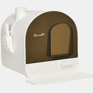 PawHut Caixa de Areia para Gatos Caixa de Areia Fechada para Gatos com Porta Dianteira Bandeja Removível Pá Tapete e Filtro 43x44x47cm Branco