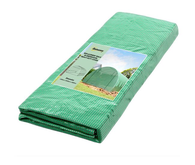 Outsunny plásticos para invernaderos 6x3x2 m cubierta de repuesto para invernadero de polietileno con 12 ventanas y puerta enrollable protección de plantas para jardín verde