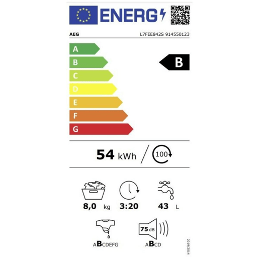 Máquina de lavar Aeg L7FEE842S Aço inoxidável 8 kg 1400 rpm