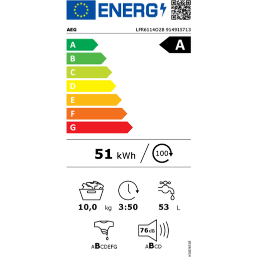 Máquina de lavar Aeg LFR6114O2B Branco 10 kg 1400 rpm 60 cm