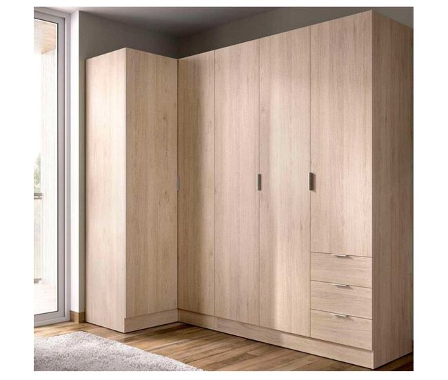Armario esquinero essen 2 módulos 4 puertas natural 184x214x91 cm