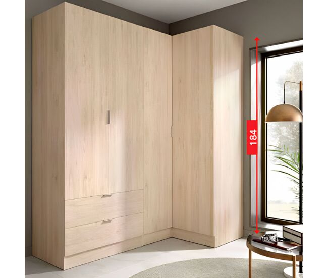 Armario esquinero essen 2 módulos 4 puertas natural 184x174x91 cm
