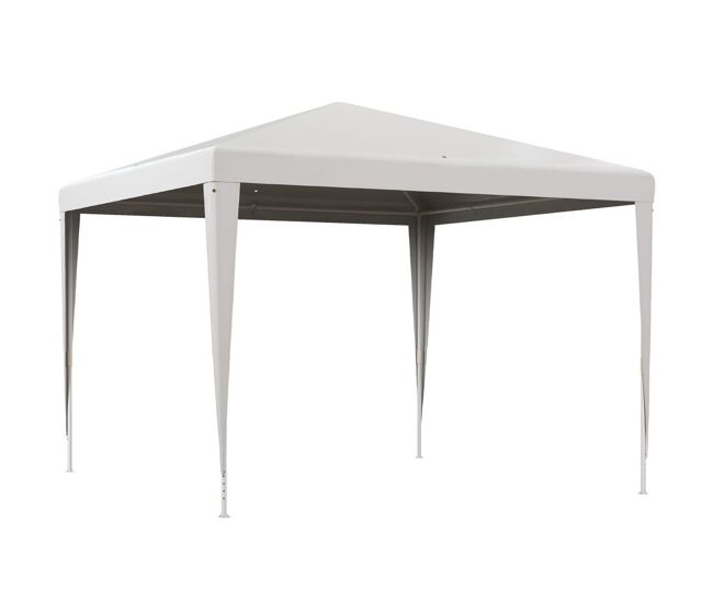 Outsunny carpa desmontable 3x3 m cenador pabellón de jardín con 4 orificios de drenaje y marco de acero anti-uv gazebo para terraza patio exterior camping blanco