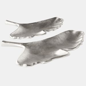 Conjunto de 2 despesa bolsos Folha PALENQUE Metal Prateado