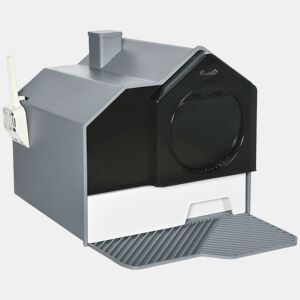 PawHut Caixa de Areia para Gatos Caixa de Areia Fechada para Gatos com Bandeja Amovível Pá e Filtro Desodorizante 47x45x42 cm Cinza