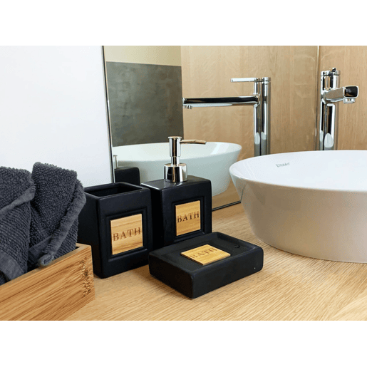 Conjunto de 4 acessórios para a casa de banho KOUROU Cerâmica Preto