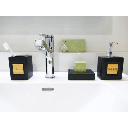 Conjunto de 4 acessórios para a casa de banho KOUROU Cerâmica Preto