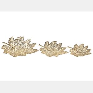 Conjunto de 3 despesa bolsos Folha PEMALI Metal Dourado