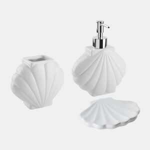 Conjunto de 3 acessórios para a casa de banho SHELL Cerâmica Branco