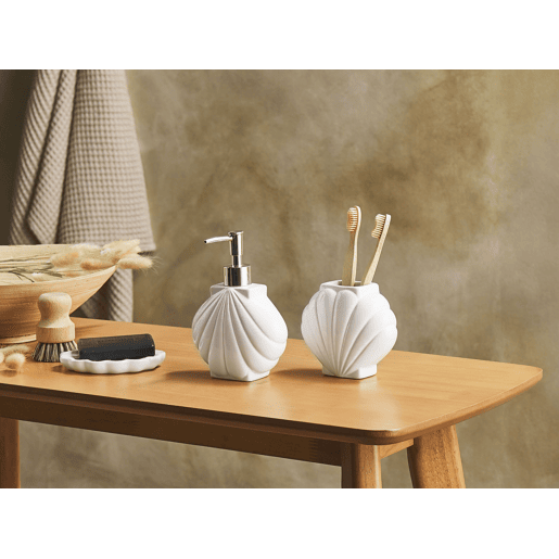 Conjunto de 3 acessórios para a casa de banho SHELL Cerâmica Branco