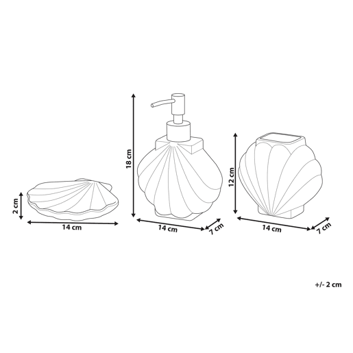 Conjunto de 3 acessórios para a casa de banho SHELL Cerâmica Branco