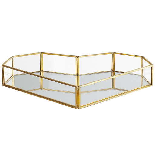 Bandeja decorativa Coração PONTIVY Vidro Dourado