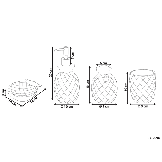 Conjunto de 4 acessórios para a casa de banho MAICAO Cerâmica Amarelo