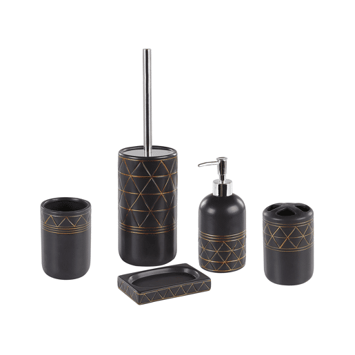 Conjunto de 5 acessórios para a casa de banho LANCO Cerâmica Preto