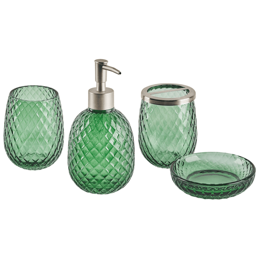 Conjunto de 4 acessórios para a casa de banho CANOA Vidro Verde