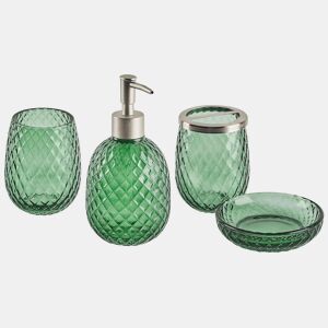 Conjunto de 4 acessórios para a casa de banho CANOA Vidro Verde