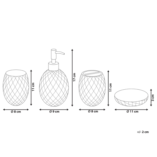 Conjunto de 4 acessórios para a casa de banho CANOA Vidro Verde