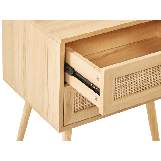 Mesa de cabeceira com 2 gavetas PEROTE Rattan Castanho claro