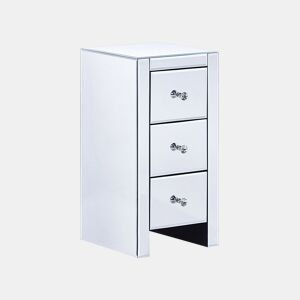 Mesa de cabeceira com 3 gavetas LORRIS Vidro Prateado