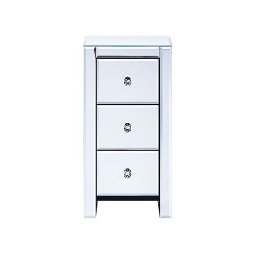 Mesa de cabeceira com 3 gavetas LORRIS Vidro Prateado Mesa de cabeceira com 3 gavetas LORRIS Vidro Prateado