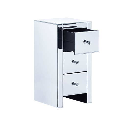 Mesa de cabeceira com 3 gavetas LORRIS Vidro Prateado Mesa de cabeceira com 3 gavetas LORRIS Vidro Prateado