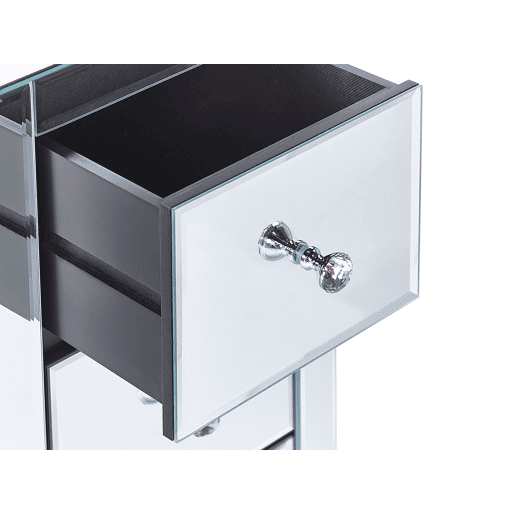 Mesa de cabeceira com 3 gavetas LORRIS Vidro Prateado Mesa de cabeceira com 3 gavetas LORRIS Vidro Prateado
