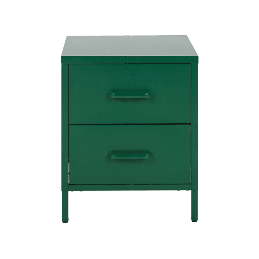 Mesa de cabeceira com 2 gavetas MALAVI Metal Verde