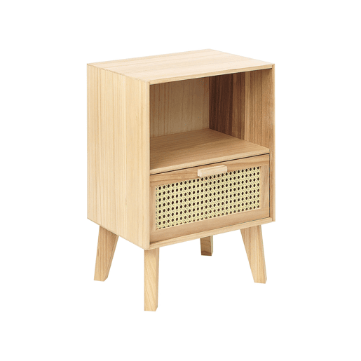 Mesa de cabeceira com gaveta SENEY Madeira de paulownia Castanho claro