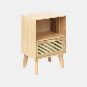 Mesa de cabeceira com gaveta SENEY Madeira de paulownia Castanho claro