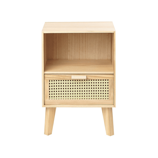Mesa de cabeceira com gaveta SENEY Madeira de paulownia Castanho claro