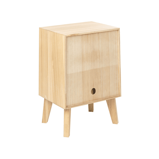 Mesa de cabeceira com gaveta SENEY Madeira de paulownia Castanho claro
